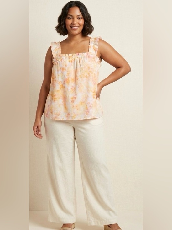 Tops - Lularoe Daisy 2X tie-dye ruffle tank top